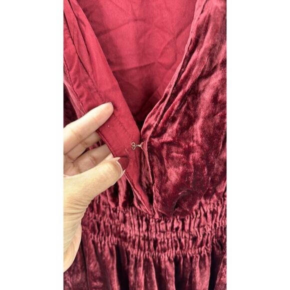 Anthropologie The Somerset Maxi Dress: Velvet Edition maroon holiday fall winter - Picture 8 of 11